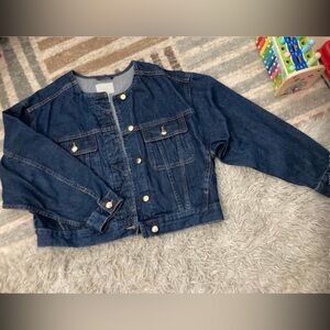H&M Blue Denim Jacket with Tan Stitching